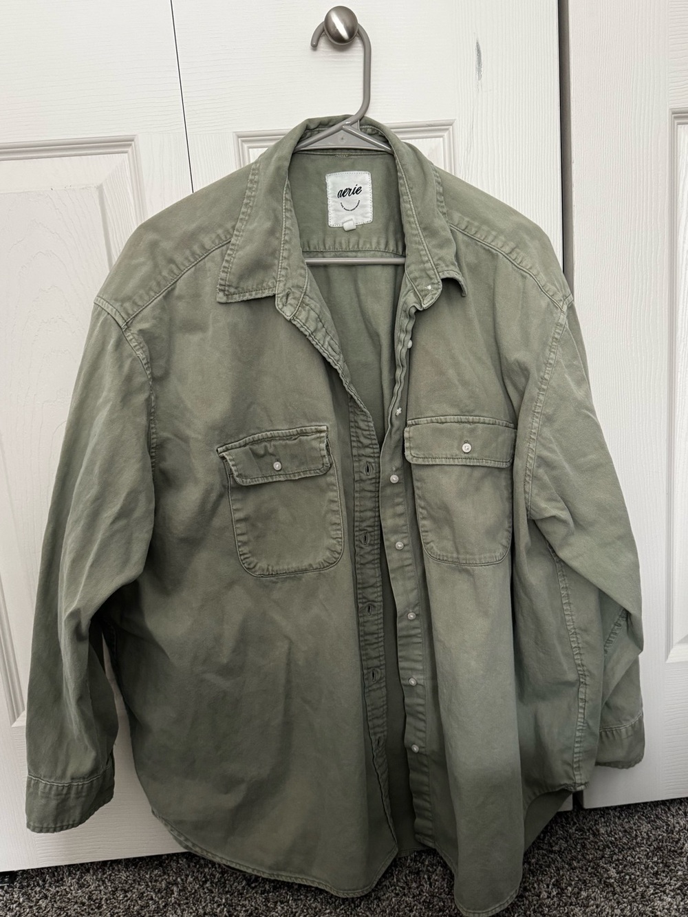 aerie Olive Green Oversized Shirt Jacket